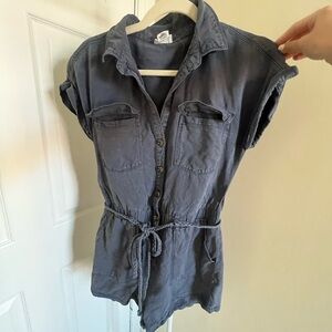 Nicole Miller NY Blue Linen blend Utility Romper